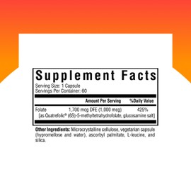 Seeking Health L-Methylfolate 1mg Supports Healthy MTHFR, Mood, and methylation- 60 Capsules