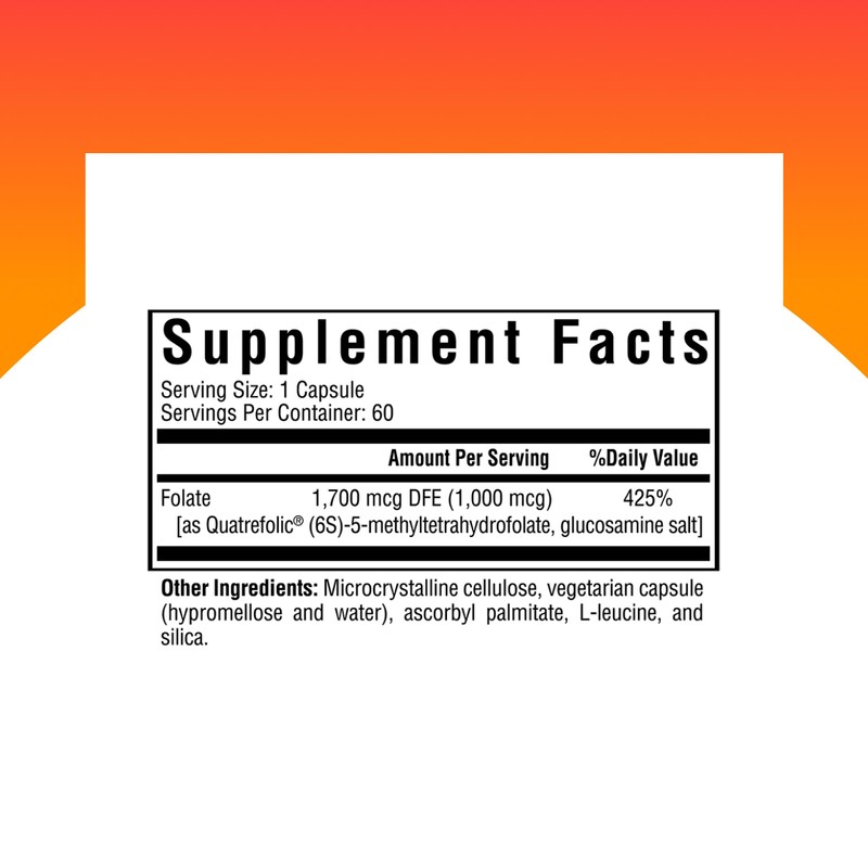 Seeking Health L-Methylfolate 1mg Supports Healthy MTHFR, Mood, and methylation-