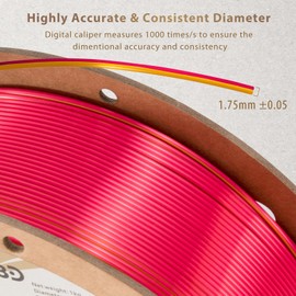 DURAMIC 3D Shiny Silk PLA Filament 1.75mm Gold Red, Shiny Metallic PLA Filament Dimensional Accuracy +/- 0.05 mm 1kg Spool(2.2 lbs)