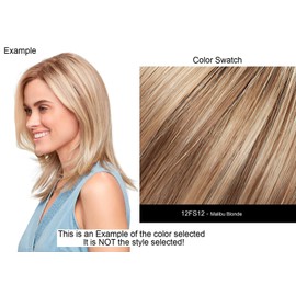 EasiPieces 4" Wide Color 12FS12 Malibu Blonde- Easihair Hairpieces 8" Length Remy Human Hair 1 pc Added Topper Balanced Volume Layers Slim Polyurethane Base Bundle MaxWigs Hairloss Booklet