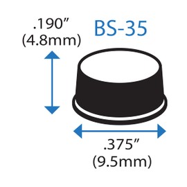 Cylindrical Flat Top Self-Adhesive Protective Non-Skid Rubber Feet .375" inches (9.5 mm) x .190" inches (4.8 mm) - 200 Pack - BS35 Clear