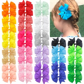 Babymatch Pinwheel Hair Bows for Girls Big Large with Metal Clips 4 inch 40pcs (20 colors x 2)