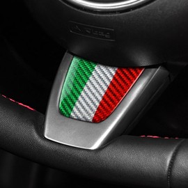 KUNGKIC For Fiat 500 Abarth 595 2012 2013 2014 2015 Hard Carbon Fibre Car Steering Wheel Chin Cover Steering Wheel Panel Decorative Interior Sticker Accessories, Gift, Italian Colour