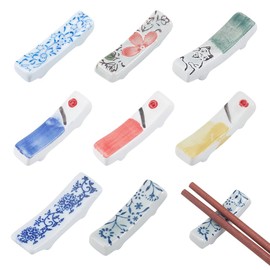 PLIGREAT 8 Pcs Japanese Style Ceramic Chopstick Rest, Chopsticks Rest Rack Chopstick Stand for Creative Spoon Fork Stand Dinning Room Table Decoration