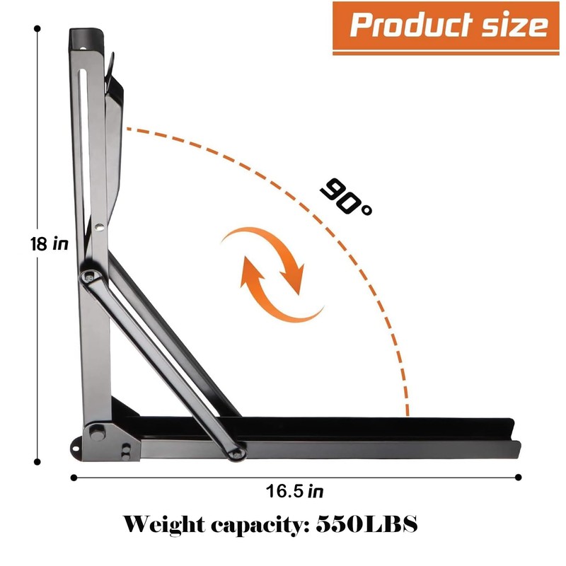 Ultrawall Folding Shelf Brackets, Heavy Duty Collapsible Shelf Bracket, 18