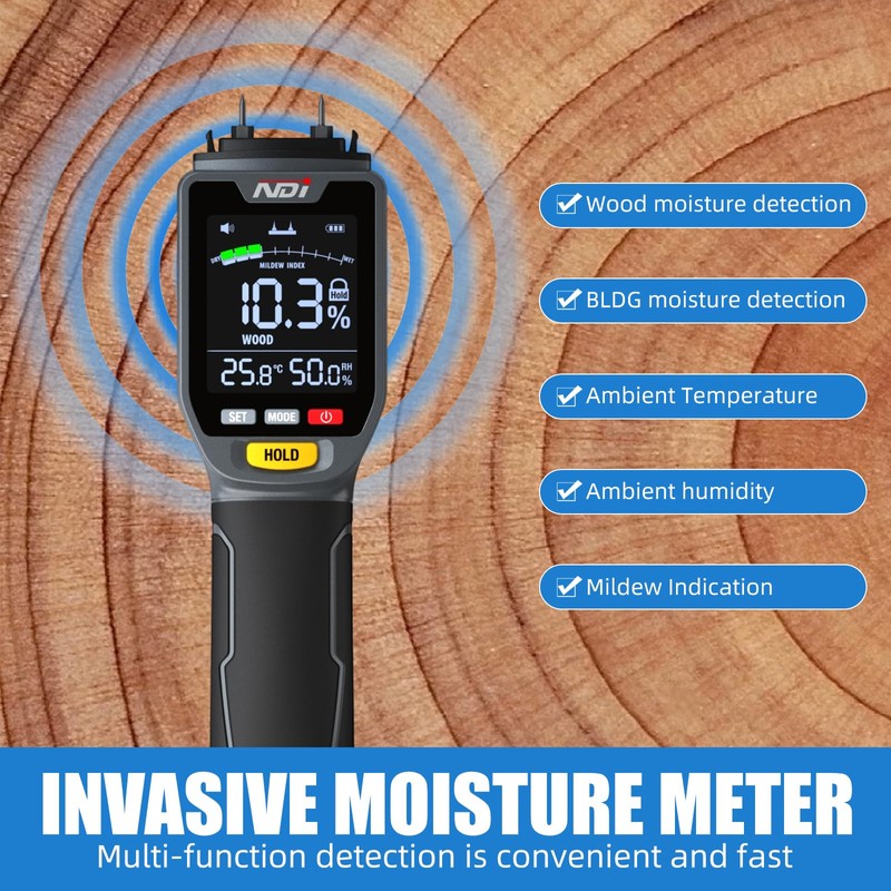 NDI 4 in 1 Pin Moisture Tester, Digital Water Tester,