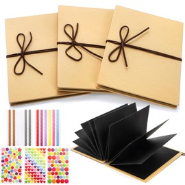 Hacaroa 4 Pack 6 x 8 Inch Accordion Scrapbook, Hardcover Kraft Paper Photo Albums with DIY Accessories, Stretchable Folding Memory Book for Wedding, Graduation, Valentine's Day, Black Pages