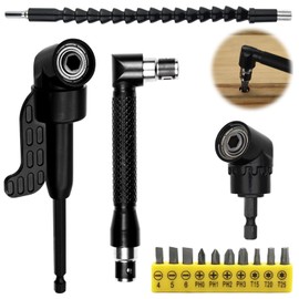 14-Piece Angle Screwdriver Set, 105° Angle Attachment for Cordless Screwdriver, Angle Screwdriver Attachment, Drill Extension, 1/4 Inch Hex Shank, for Construction Workers, Garage