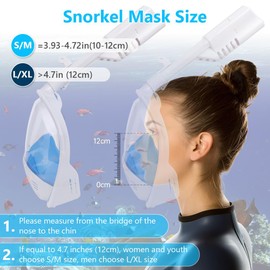 AOOSA Schnorchelmaske Erwachsene Vollgesichtsmaske, CO₂ sicher Wasserdicht & Beschlagfrei Tauchmaske, Schnorchelset Alternative, Vollgesichtsmaske Schnorchelausrüstung Erwachsene, Blau-A (S-M)