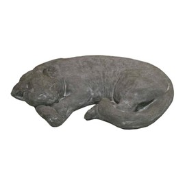 Solid Rock Stoneworks Sleeping Cat Concrete Statue, 3" Tall, Flint Color