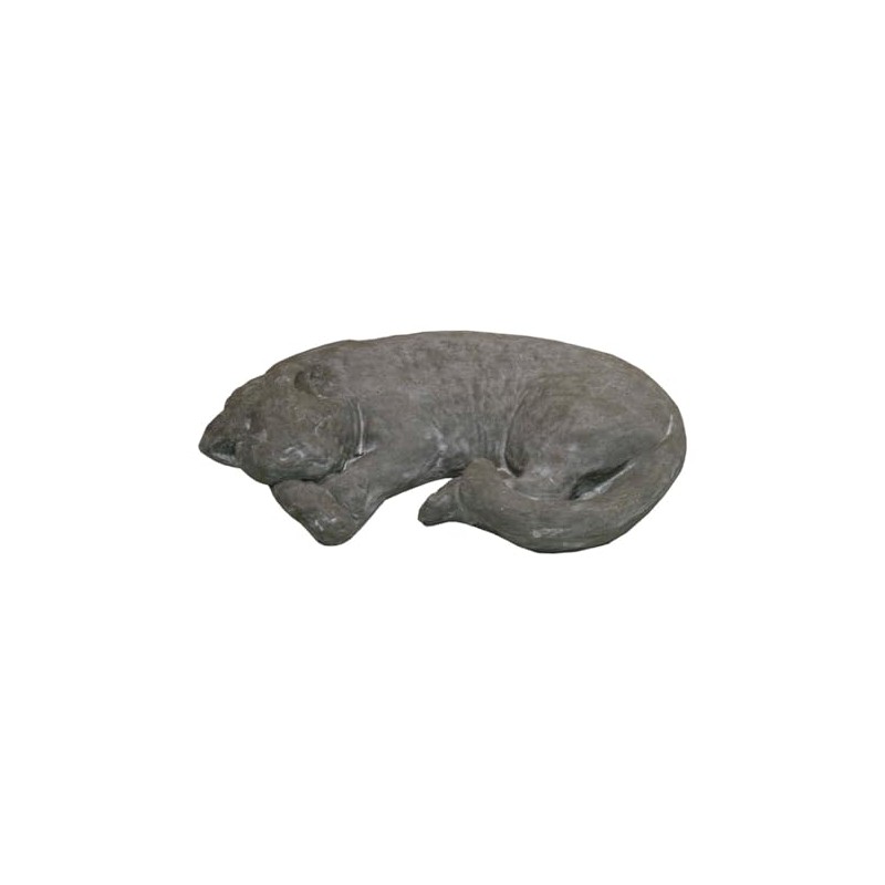 Solid Rock Stoneworks Sleeping Cat Concrete Statue, 3" Tall, Flint