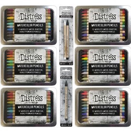Ranger Ink Bundle - Tim Holtz Distress ALL available Watercolor Pencils 75 total. Sets 1, 2, 3, 4, 5, and 6. Plus the additional 3 colors: Black Soot, Picket Fence and Scorched Timber.
