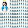 CroBlissful 100 Pack Little Virgin Mary Figurines Bulk Mini Virgin Mary Doll Easter Jesus Figures for Thanksgiving Day Hide Easter Eggs Stuffers Sunday Baptism Gifts (Blue)