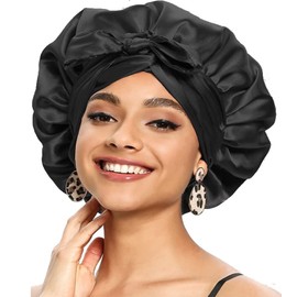 Extra Large Satin Bonnet,Silk Night Sleep Cap With Wide Elastic Soft Band,Hair Bonnet for Women Satin Braids,for Woman Girl Natural Hair,Curly Hair