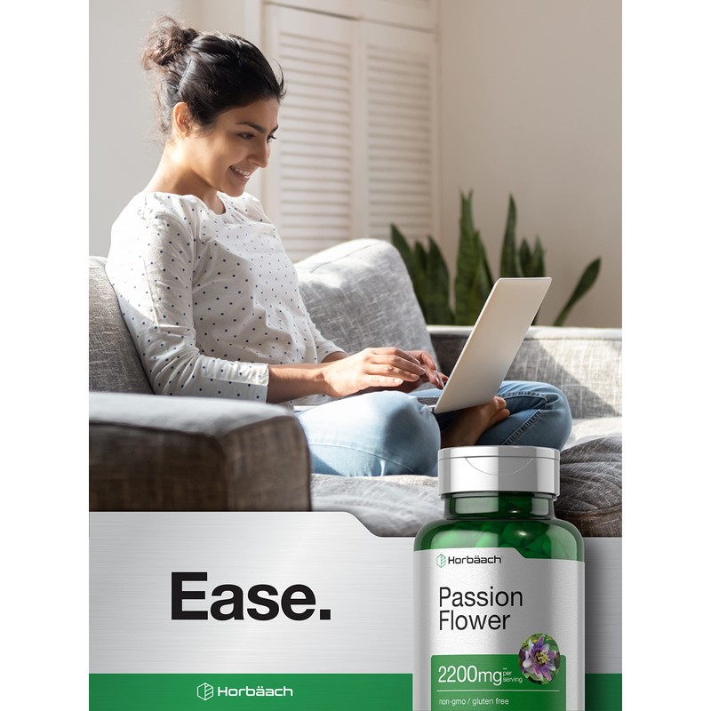 Horbäach Passion Flower Capsules | 2200mg | 90 Count |