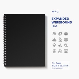 Vela Sciences Advanced W7-G Expanded Wirebound Lab Notebook, 9.25 x 11.75 in (23.5 x 30 cm), 144 Pages, Double Wire Looped, 70lb Heavyweight Paper (1-Pack, Dot)