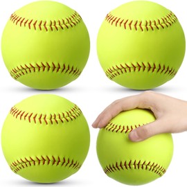 Lunmon 4 Pack Oversized Training Softball 14 Inch Sports Practice Softballs Leather Covered Training Ball for Games and Practice