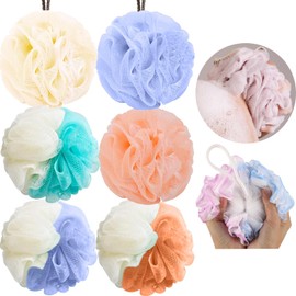 Esponja para Baño 6 Piezas - Esponja Baño Espuma de Baño para Ducha,Estropajo para Cuerpo, Esponja Exfoliante Corporal, Limpieza Profunda de Espuma Densa y Exfoliante (Color 3 Sólido+3 Mixto)