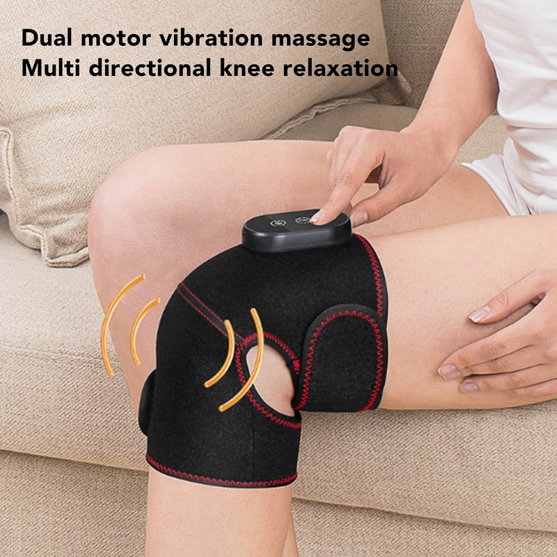 Heated Knee Brace Wrap Rechargeable 3 Vibration Mode Length Adjustable