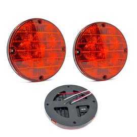 Pro LED 71RST 7 Inch Round Red Lens, Red 8 LEDs School Bus Warning Strobe Light, 12 Volt DC with Sealed, Three Wire Pigtail (2 Pack)
