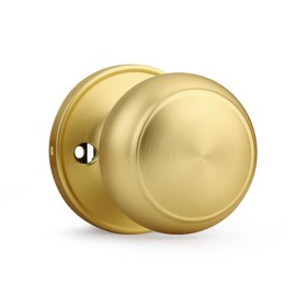 Probrico Colonial Style Door Knob Door Lock (Dummy, Brushed Brass), Gold One-Side Door Knob, 1 Pack