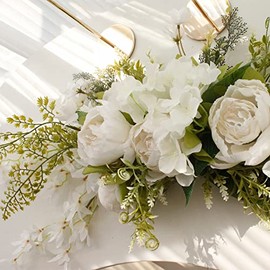 Flores de arco, guirnalda floral artificial para decoración de puerta delantera, de boda, flores rústicas florales artificiales para puerta, dintel, hojas verdes, rosa, peonía,