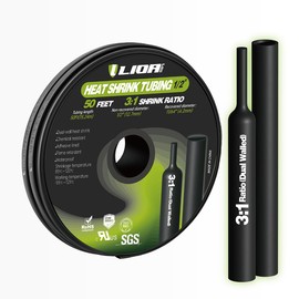 LIDAPRO Marine Grade Heat Shrink Tubing – 3:1 Ratio Adhesive Lined Electrical Shrink Wrap, 1/2 inch Black,Insulation Sealing Oil-Proof Wear-Resistant,50 Feet Roll for Industrial Use