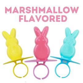 Easter Basket and Egg Hunt Candy, 2025 Peeps Lollipop Rings, Individually Wrapped Marshmallow Flavored Suckers, (6 Pack)