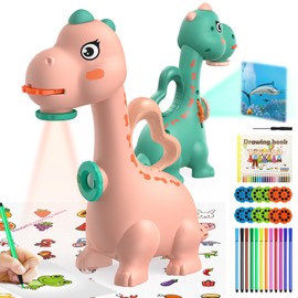 Drawing Projector for Children Boys Girls Toy, KETIEE 2-in-1 Projection and Drawing Projector with 96 Patterns Dinosaur Gifts for 3 4 5 6 7 Years Old Boys Girls Magic Board (Pink)