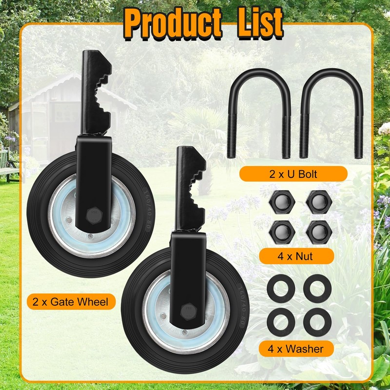 Mofeez Gate Wheel for Metal Swing Gate with 1-5/8" Thru