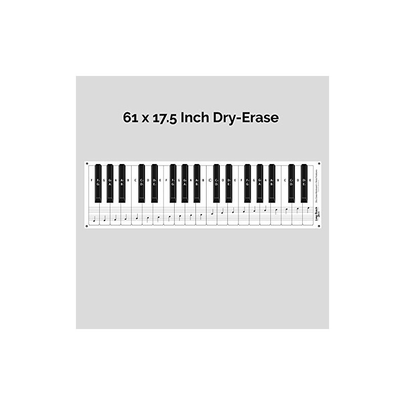 Dry Erase Piano Keyboard Laminated Poster with Note Positions, 61"