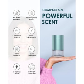 Airversa Airversa Essential Oil Diffuser Waterless Aromatherapy Diffusers for Home Large Room, Bedroom, Car, Office, Desk, Battery Operated, Small Diffuser for Pure Scent, 100mL Capacity, AN9 (Mint)