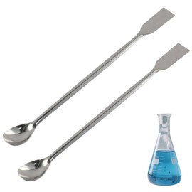 7.9in Stainless Steel Lab Spatula - Double-Ended Laboratory Sampling Spoon with Flat Square & Spoon Ends for Precise Measurement and Mixing
