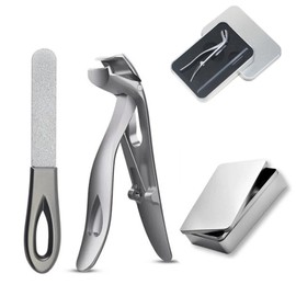 Jravezt Nail Clipper, Large Opening, Prevents Nails from Scattering, Thick Nails, Rolled Nails, Nail File, Nail Polishing, Stainless Steel, Nail Clipper Set, Storage Case Included, Sharp, Durable