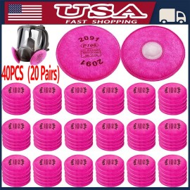 Unbranded 2-40PCS (20Pairs) 2091 Filters Replacement for 6000 6800 7000 Series Respirators - 20 Pairs
