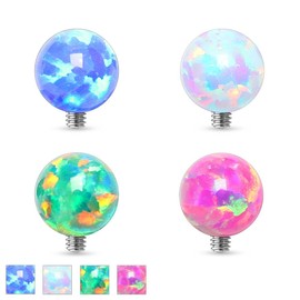 Tapsi´s Coolbodyart® Unisex Surgical Steel Silver Dermal Anchor Opal Blue, White, Green, Pink, Stainless Steel