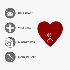 KalaMitica - Set of 2 Magnetic Wall Board Hangers with Strong Magnet - Red Hearts