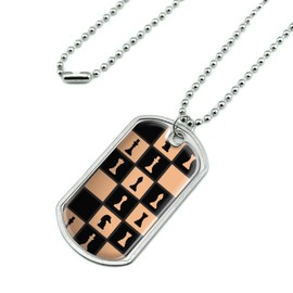 GRAPHICS & MORE Chess Board Pieces Pattern Military Dog Tag Pendant Necklace with Chain