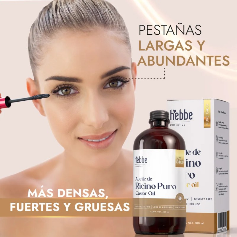 Aceite de Ricino Natural Puro Orgánico Hebbe Cosmetics & Lúdika