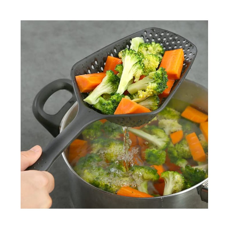 Kitchen Nylon Strainer Scoop Colander, Skimmer Spoon with Long Handle,