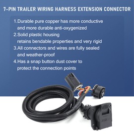 DICMIC 7-Pin Trailer Wiring Harness Extension Connector Vehicle-Side Truck Bed for Gooseneck 5th Wheel for Chevy Dodge Ford GM