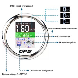 KAOLALI GPS Speedometer Speedometer Odometer 85 mm Rustproof IP67 Waterproof Digital Speed Meter for Car Boat