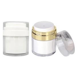 2PCS Airless Pump Jars, 30ml Airless Cosmetic Container, Refillable Cream Jar Vacuum Bottle Dispenser, Cosmetic Travel Containers for Creams Gels Lotions