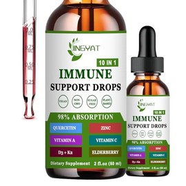 JINGYAT Quercetin with Bromelain Liquid Drops - Natural Immune Support Supplement, Antioxidant, Vegan, Non-GMO