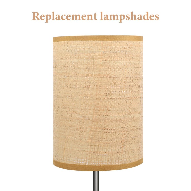Rattan Drum Lampshade Replacement E27-E14, Clip On Barrel Lampshade Natural