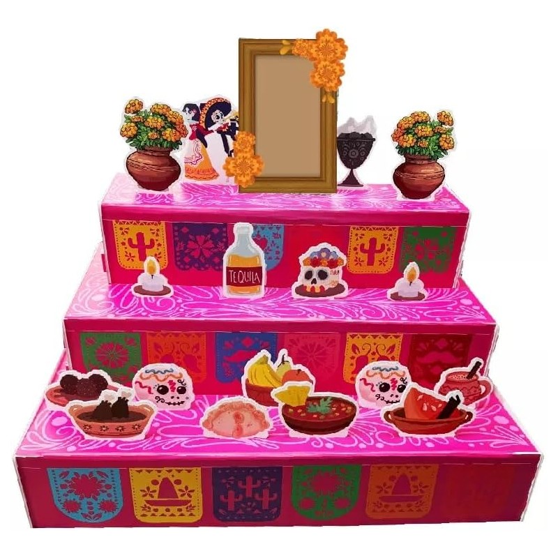 Altar Día de Muertos con 21 Figuras de Coroplast –