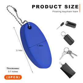 BWBWND 2 PCS Floating Keychain, Oval Foam Float Key Rings PU Rescue Tube, Key Chain for Surfing Sailing Water Sports (Blue)