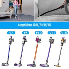 GROFIS Set di 4 Ricambio Accessori con Cannuccia Lunga Piatta, Tubo di Prolunga, Blocco Dell'interruttore e Adattatori per Dyson V15 V11 V10 V8 V7 Aspirapolvere, Pulisci Angoli e Spazi Vuoti