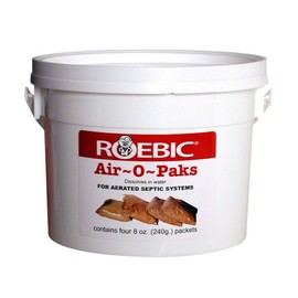 Roebic AOP Air-O-Paks for Aerated Septic Systems, Dissolves in Water to Degrade Grease, Proteins, Soaps and Chemicals, Contains Four 8-Ounce Packets