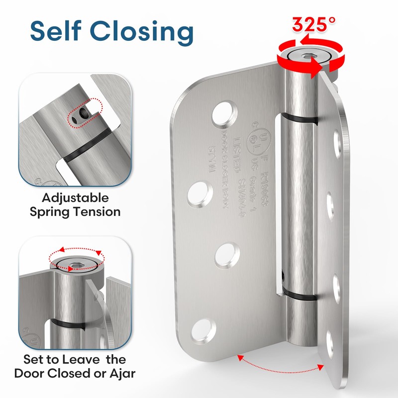 Treasem Self Closing Door Hinges, Auto Closing Spring Hinges with